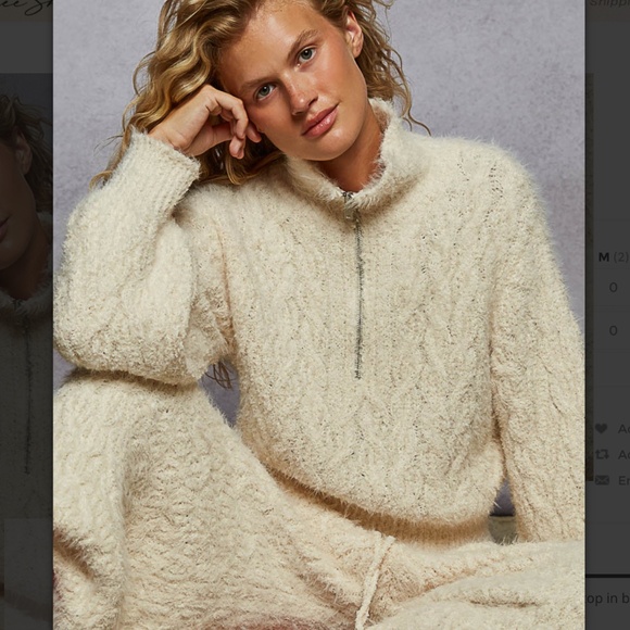 POL “ Francesca “ POL 1/2 Zip Berber Sweater with Balloon Sleeve - Picture 1 of 5
